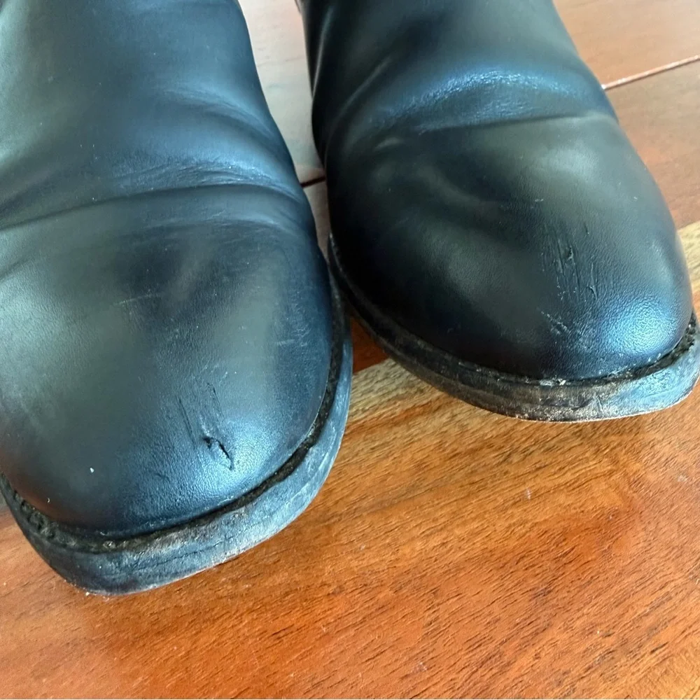 Frye Black Leather Knee-High Riding Boots
